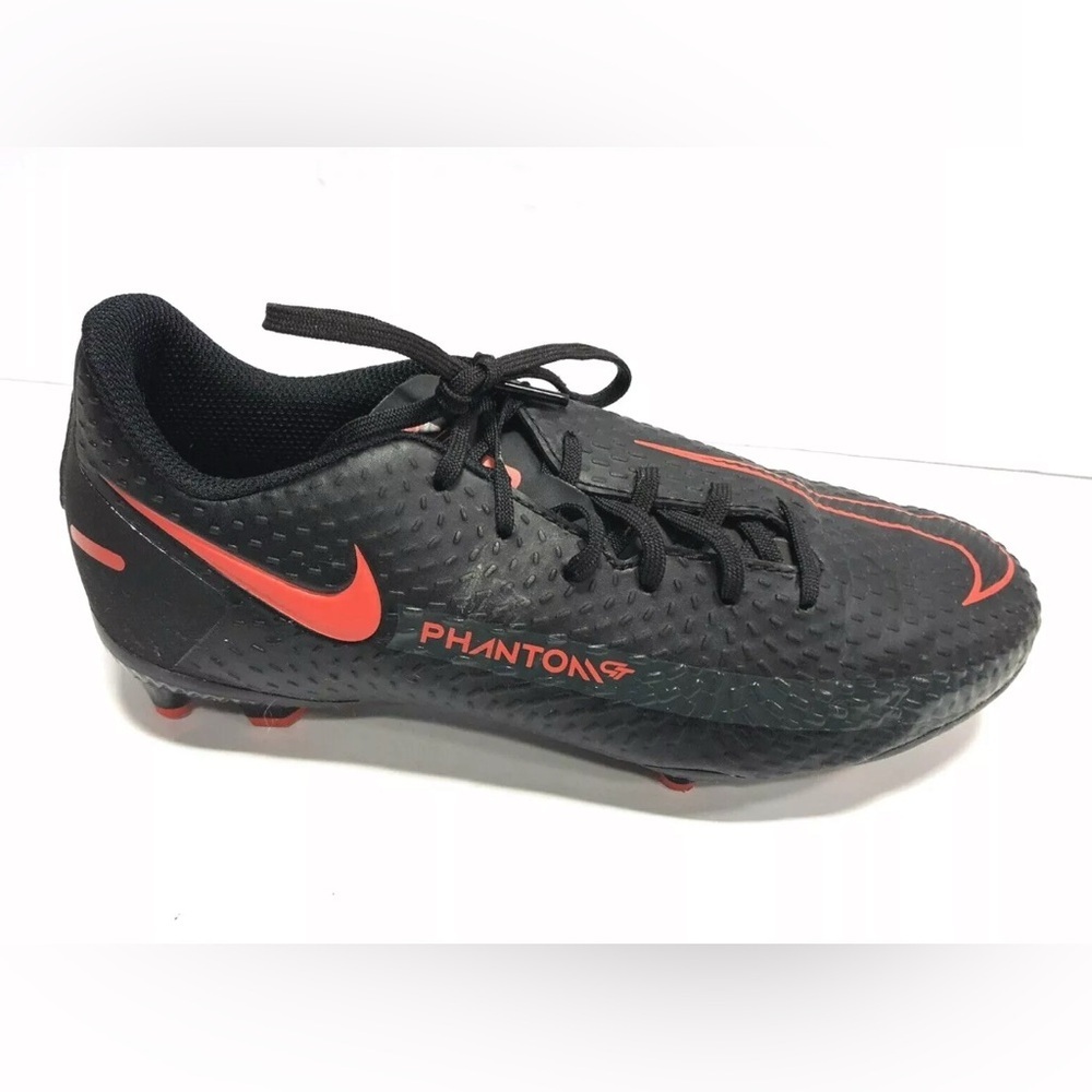 Nike, Youth Boy’s Jr Phantom GT Academy Black Red Soccor Cleats, Size 4.5M